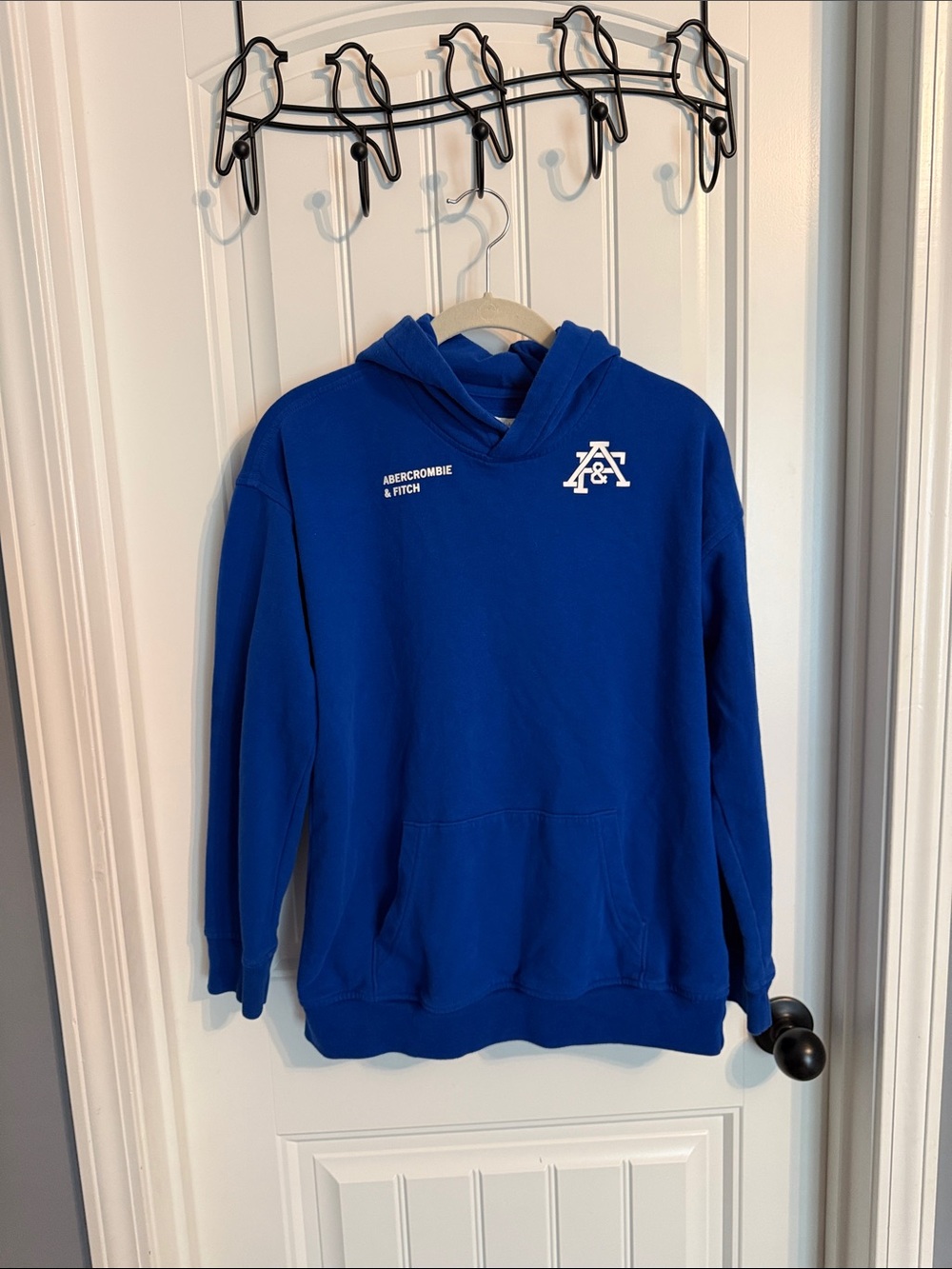 Boys 15/16 Abercrombie kids cobalt blue hooded logo sweatshirt